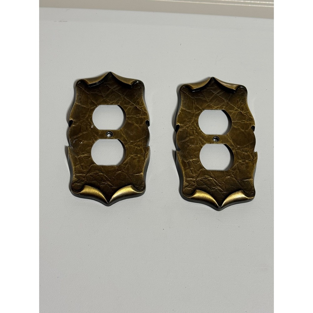 Vintage Amerock Carriage House Bronze Double Socket Outlet Plate Covers Set of 2